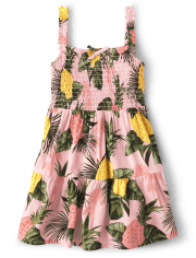 Baby And Toddler Girls Matching Family Pineapple Tiered Dress
