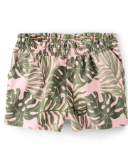 Baby And Toddler Girls Tropical Twill Paper Bag Waist Shorts