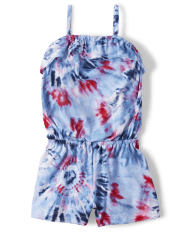 Baby And Toddler Girls Tie Dye Ruffle Romper