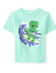 Baby And Toddler Boys Surfing Dino Graphic Tee