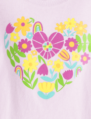 Baby And Toddler Girls Floral Heart Graphic Tee