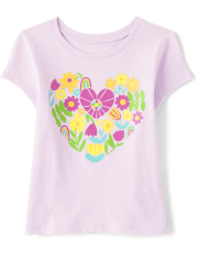 Baby And Toddler Girls Floral Heart Graphic Tee