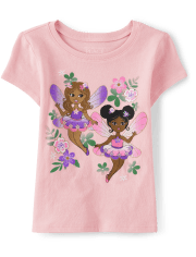 Camiseta con estampado de hadas para bebés y niñas pequeñas