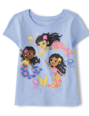 Camiseta con gráfico de sirena para bebés y niñas pequeñas