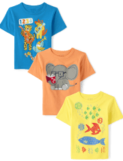 Baby And Toddler Boys Animal Graphic Tee 3-Pack