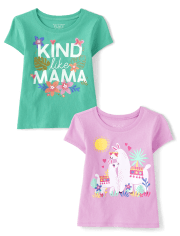 Baby And Toddler Girls Mom Graphic Tee 2-Pack
