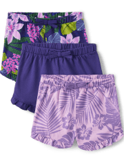 Pack de 3 Shorts con Volantes Florales Tropicales para Bebé Niña