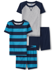 Boys Striped Snug Fit Cotton Pajamas 2-Pack