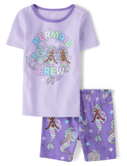Girls Mermaid Crew Snug Fit Cotton Pajamas