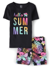 Girls Hello Summer Snug Fit Cotton Pajamas