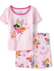 Pijamas de algodón ajustados con diseño de hadas para bebés y niñas pequeñas