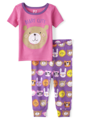 Baby And Toddler Girls Beary Cute Snug Fit Cotton Pajamas