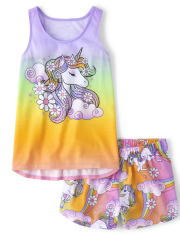 Pijama de unicornio arcoíris para niña