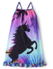 Girls Unicorn Ruffle Nightgown