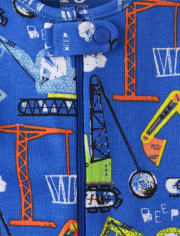 Pijamas de una pieza de algodón ajustados de construcción para bebés y niños pequeños
