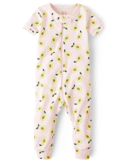 Baby And Toddler Girls Avocado Snug Fit Cotton One Piece Pajamas