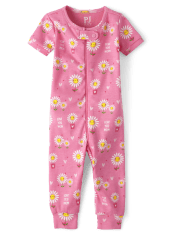 Baby And Toddler Girls Daisy Snug Fit Cotton One Piece Pajamas