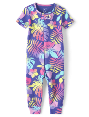 Baby And Toddler Girls Rainbow Tropical Snug Fit Cotton One Piece Pajamas
