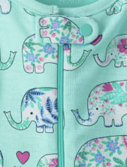 Baby And Toddler Girls Elephant Snug Fit Cotton One Piece Pajamas
