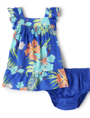 Baby Girls Matching Family Tropical Tiered Dress