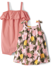 Baby Girls Pineapple Bodysuit Dress 2-Pack