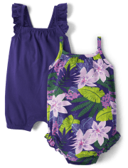 Pack de 2 mamelucos florales para bebé niña
