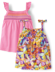 Baby Girls Butterfly Bodysuit Dress 2-Pack
