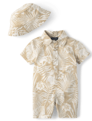 Ensemble de barboteuse tropicale assortie pour bébé garçon
