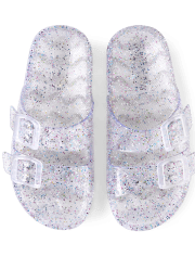 Girls Rainbow Glitter Jelly Sandals