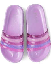 Girls Glitter Colorblock Slides