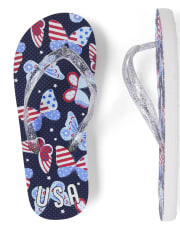Girls Americana Butterfly Flip Flops