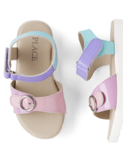 Sandalias con bloques de color para niñas pequeñas