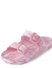 Girls Tie Dye Buckle Slides