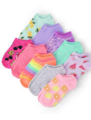 Girls Tropical Low Ankle Socks 10-Pack