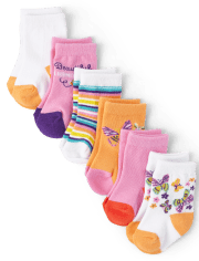 Baby Girls Butterfly Midi Socks 6-Pack