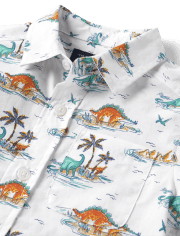 Camisa con botones de popelina Dino para bebés y niños pequeños
