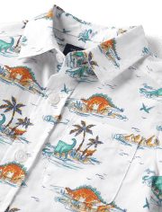 Baby And Toddler Boys Dino Poplin Button Up Shirt