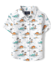 Camisa con botones de popelina Dino para bebés y niños pequeños