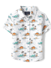 Baby And Toddler Boys Dino Poplin Button Up Shirt