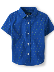 Baby And Toddler Boys Palm Tree Poplin Button Up Shirt