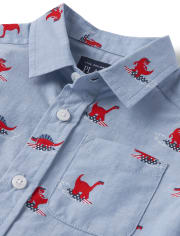 Camisa con botones de popelina Dino para bebés y niños pequeños