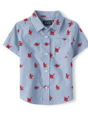 Camisa con botones de popelina Dino para bebés y niños pequeños
