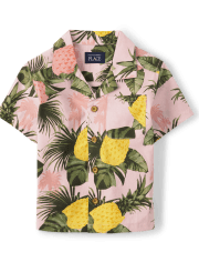 Baby And Toddler Boys Matching Family Pineapple Poplin Button Up Shirt
