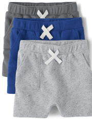 Paquete de 3 pantalones cortos sin cordones para bebés y niños pequeños
