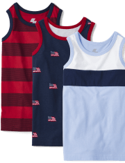 Camiseta sin mangas americana sin mangas para niño, paquete de 3