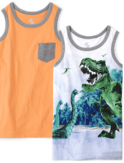 Boys Dino Pocket Tank Top 2-Pack