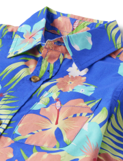 Camisa con botones de popelina tropical familiar a juego para niños