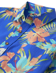 Mens Matching Family Tropical Poplin Button Up Shirt