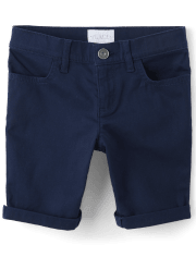 Girls Roll Cuff Twill Skimmer Shorts
