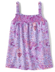 Top fruncido con mariposas para niñas